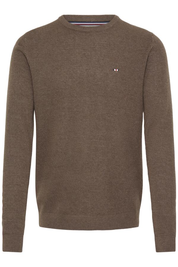 FQ1924 Crew Neck Waffle Brown Jumper