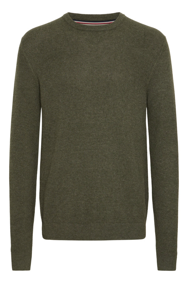 FQ1924 Crew Neck Waffle Green Jumper