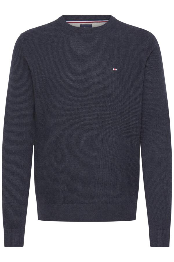 FQ1924 Crew Neck Waffle Navy Jumper