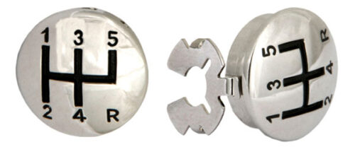 Button Cover Gearstick Knob Rhodium Plated Cufflinks