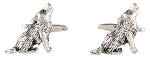 Wolf Rhodium Plate Cufflinks