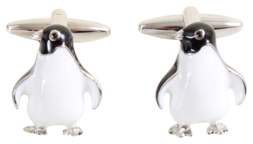 3D Penguin Rhodium Plated Cufflinks