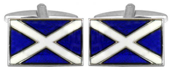 Scottish Flag Rhodium Plated Cufflinks