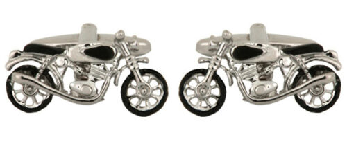 Motor Bike Rhodium Plated Cufflinks