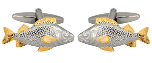 Fish 2-Tone Rhodium and Gold Plated Cufflinks