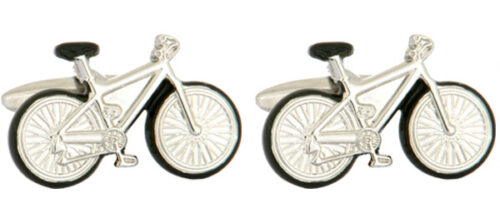 Bicycle with Black Trim Rhodium Plated Cufflinks