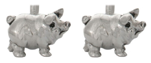 Pig 3D Rhodium Plated Cufflinks