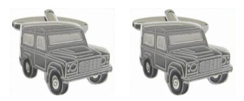 Grey Land Vehicle (Defender) Rhodium Plated Cufflinks