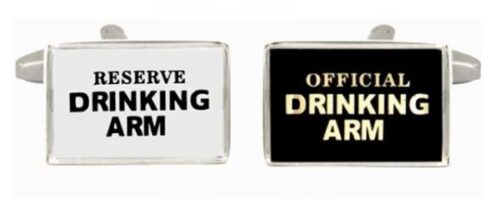 Drinking Arm” Black & White Rhodium Plated Cufflinks