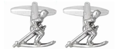 Skier Rhodium Plated Cufflinks
