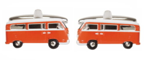Orange Campervan Rhodium Plated Cufflinks