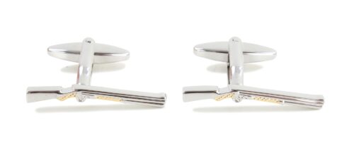 Shotgun Cufflinks 2 Tone Rhodium & Gold plate