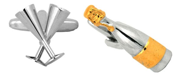 Champagne Bottle and Flutes Cufflinks