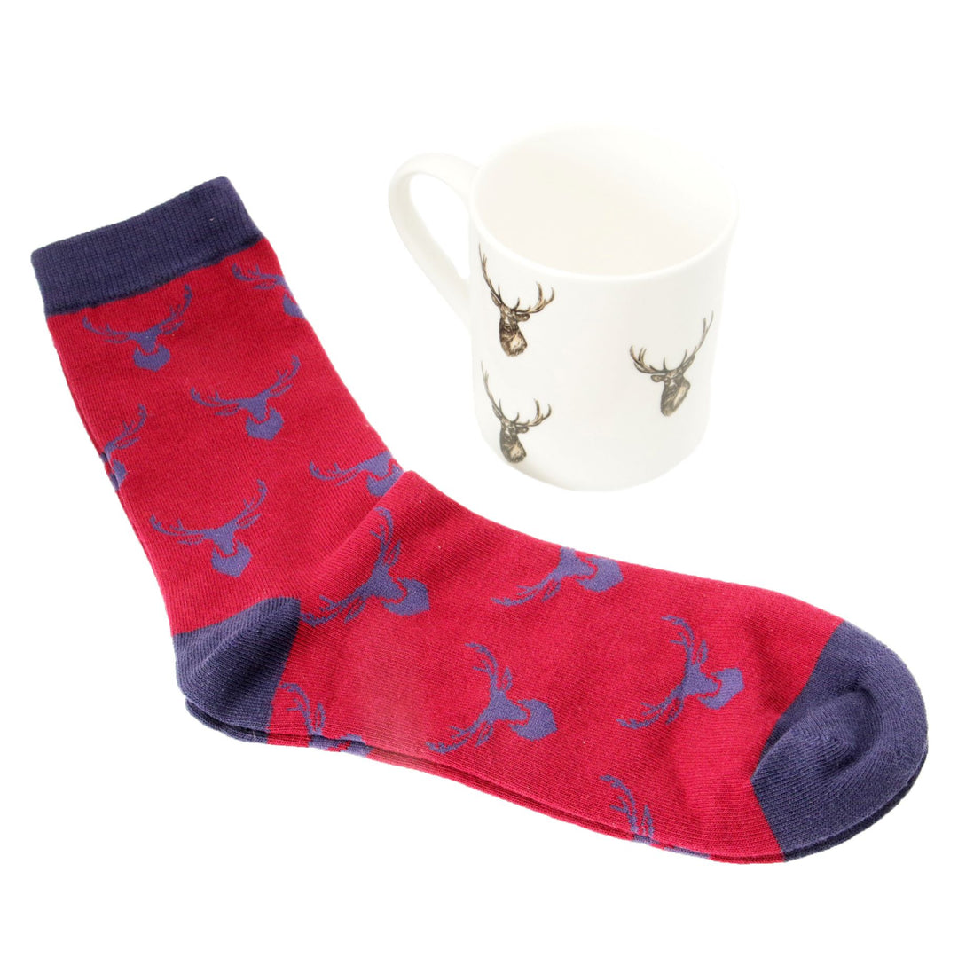 Stag Fine Bone China Mug & Sock Set