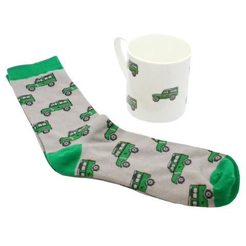 Land Vehicle Fine Bone China Mug & Sock Set