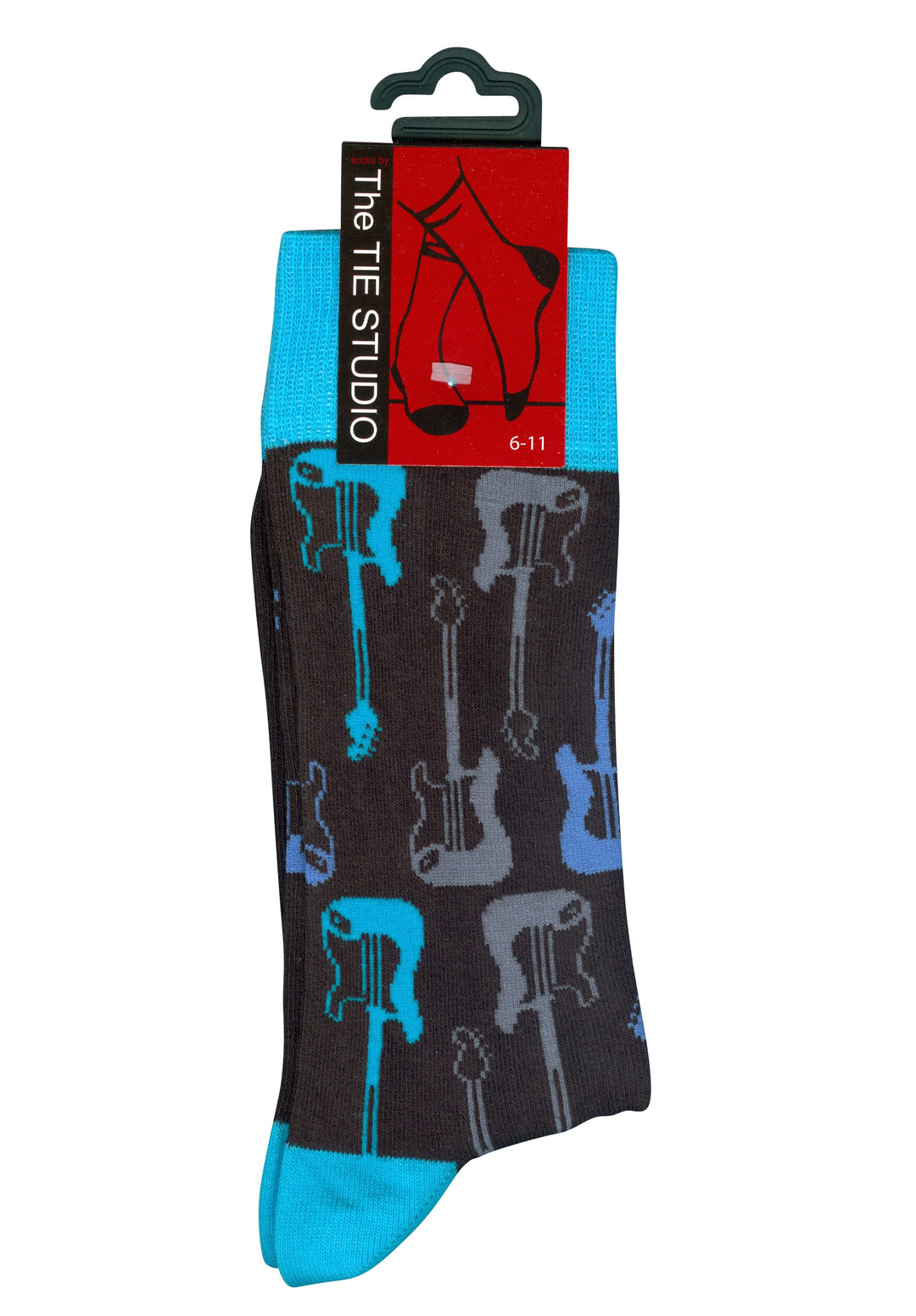 Tie Studio Blue Electric Guitar Novelty Socks