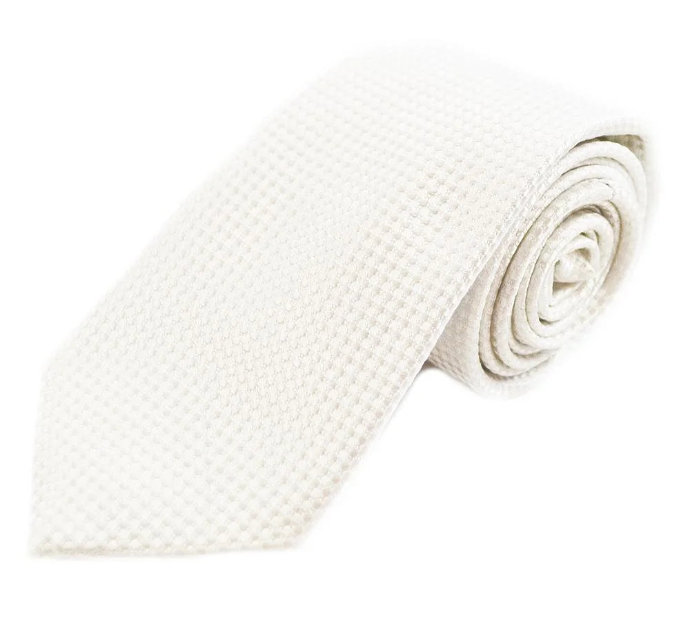 Textured Plain Tie- White