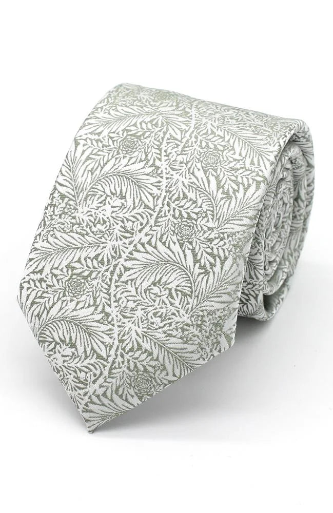 Delicate Leaves Tie Silver on Sage