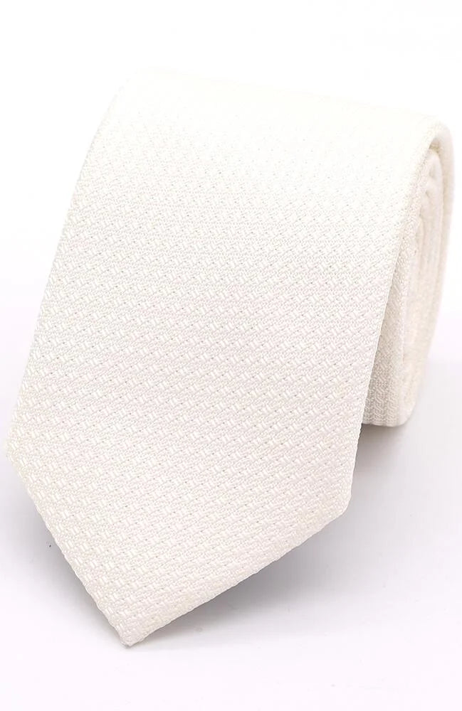 Textured Plain Tie- Ivory