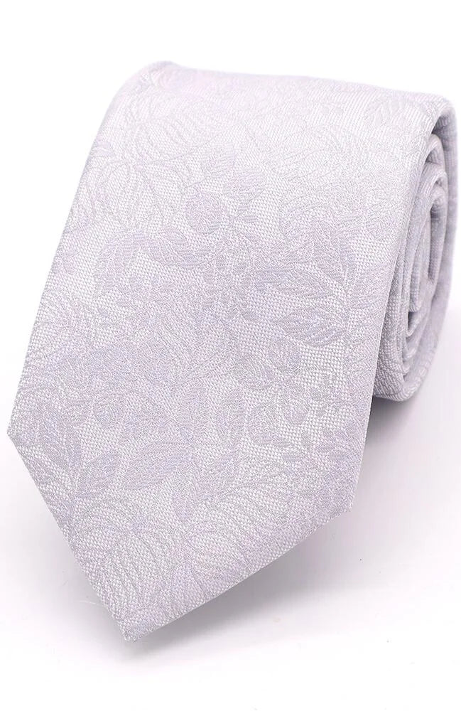 Textured Floral Tie Silver