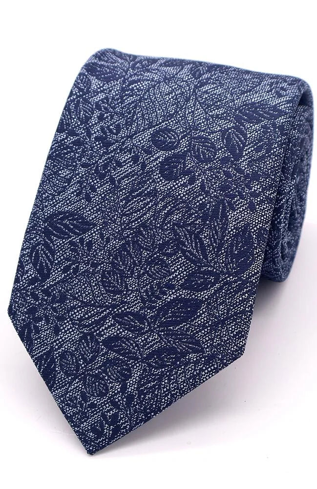 Textured Floral Tie - Navy