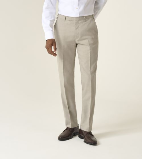 slim fit dress slacks Skopes Redding Tapered Fit Trousers Stone – Bell and Sons Menswear
