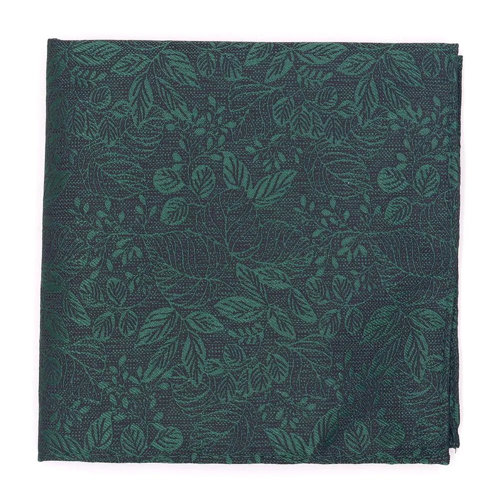Bold Floral Pocket Square Bottle Green on Navy