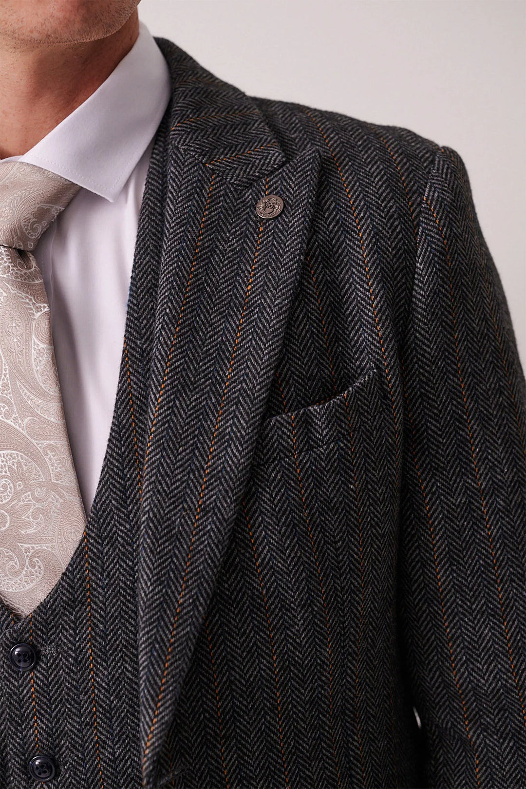 Marc Darcy Dominic Jacket - Blue Grey Tweed Blazer