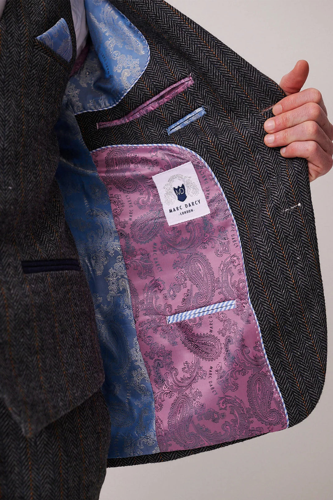 Marc Darcy Dominic Jacket - Blue Grey Tweed Blazer