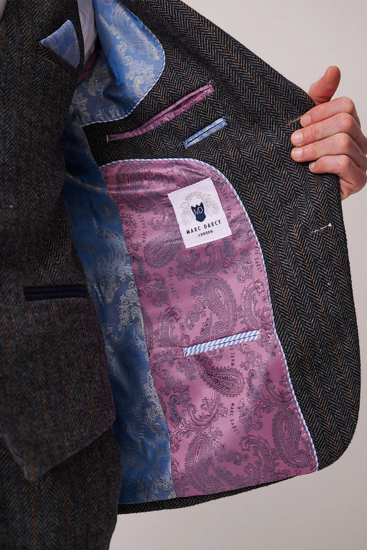 Marc Darcy Dominic Jacket - Blue Grey Tweed Blazer