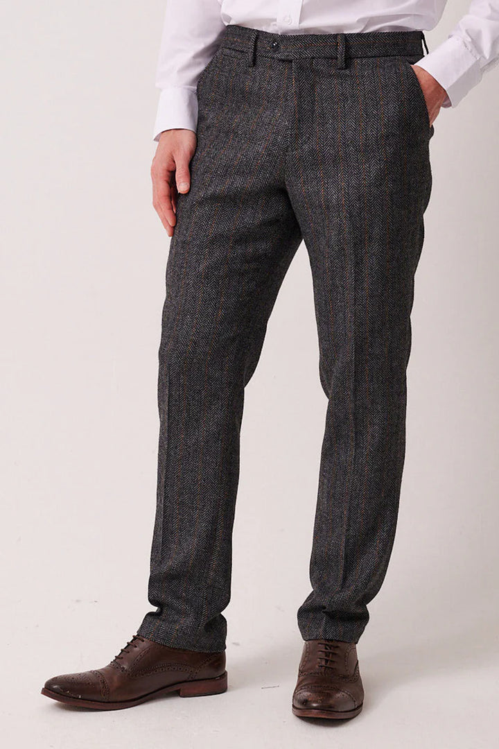 Marc Darcy Dominic Blue Grey Tweed Trousers