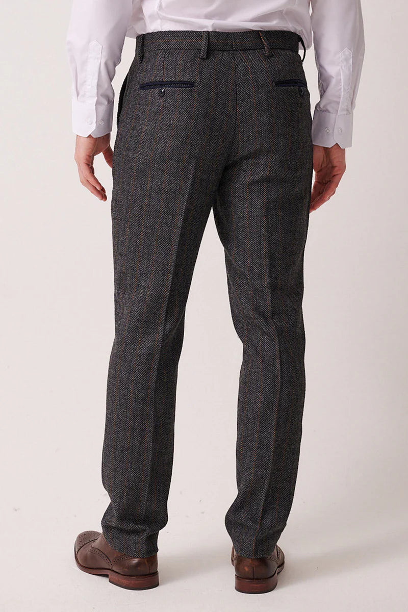 Marc Darcy Dominic Blue Grey Tweed Trousers