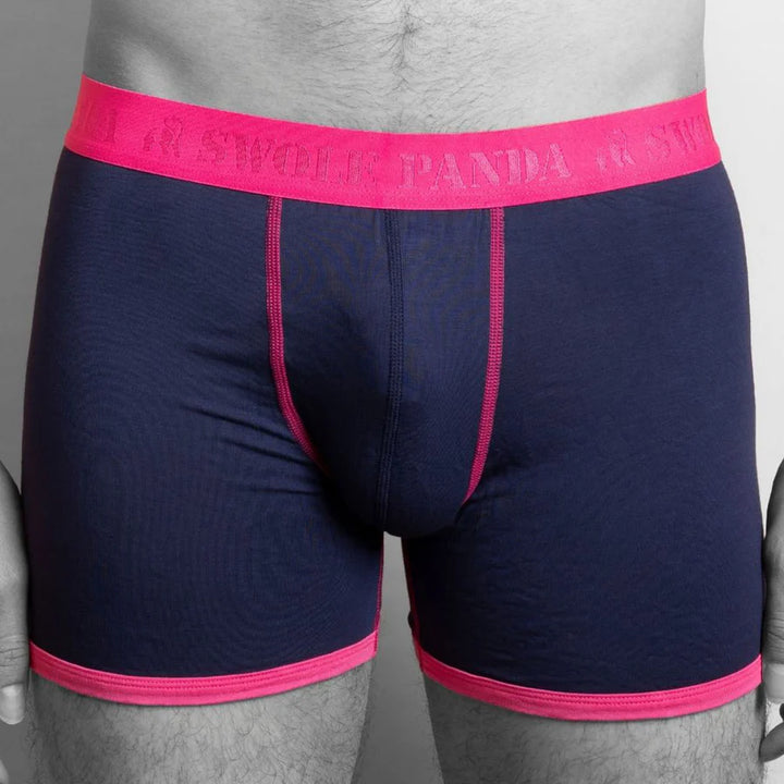 Swole Panda Boxer Shorts Navy Pink Band