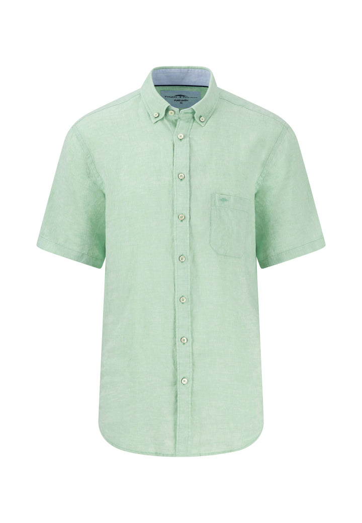 Fynch-Hatton Short Sleeve Linen Shirt Turf Green