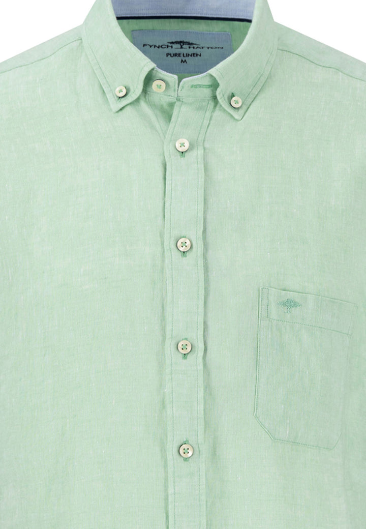 Fynch-Hatton Short Sleeve Linen Shirt Turf Green