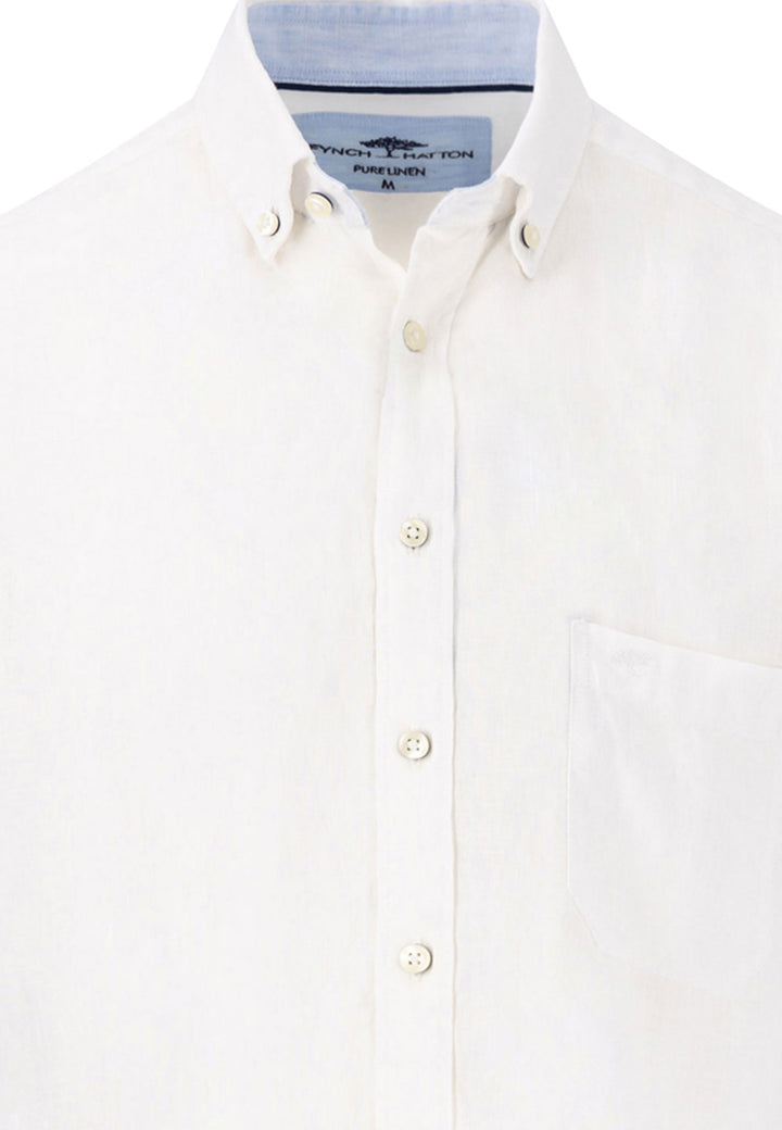 Fynch-Hatton Short Sleeve Linen Shirt White