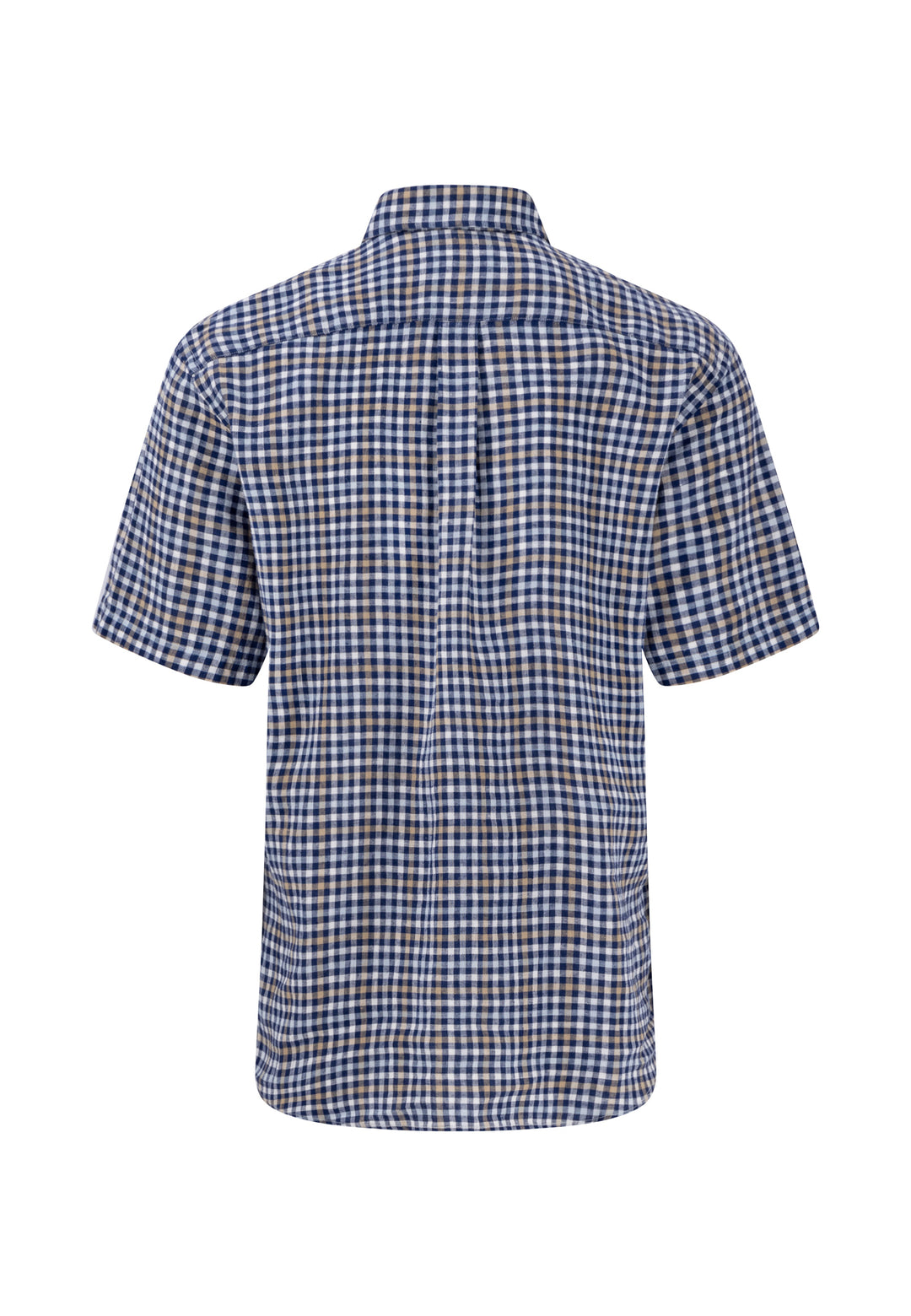 Fynch-Hatton Short Sleeve Linen Check Navy