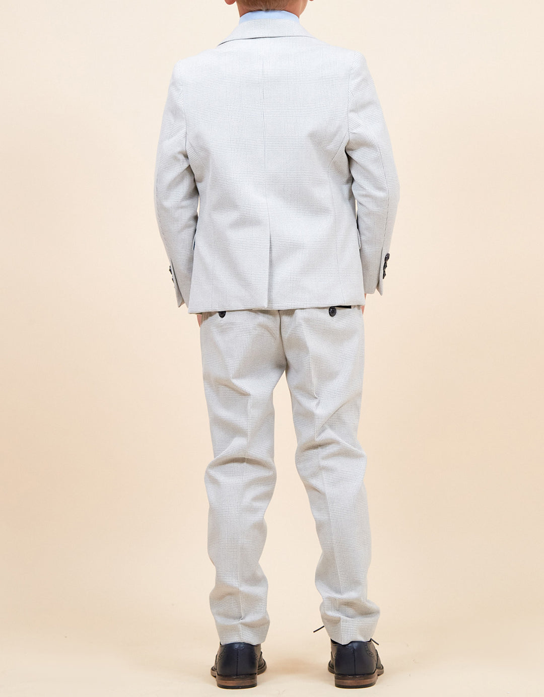 Marc Darcy Bromley Stone Check Boys Three Piece Suit