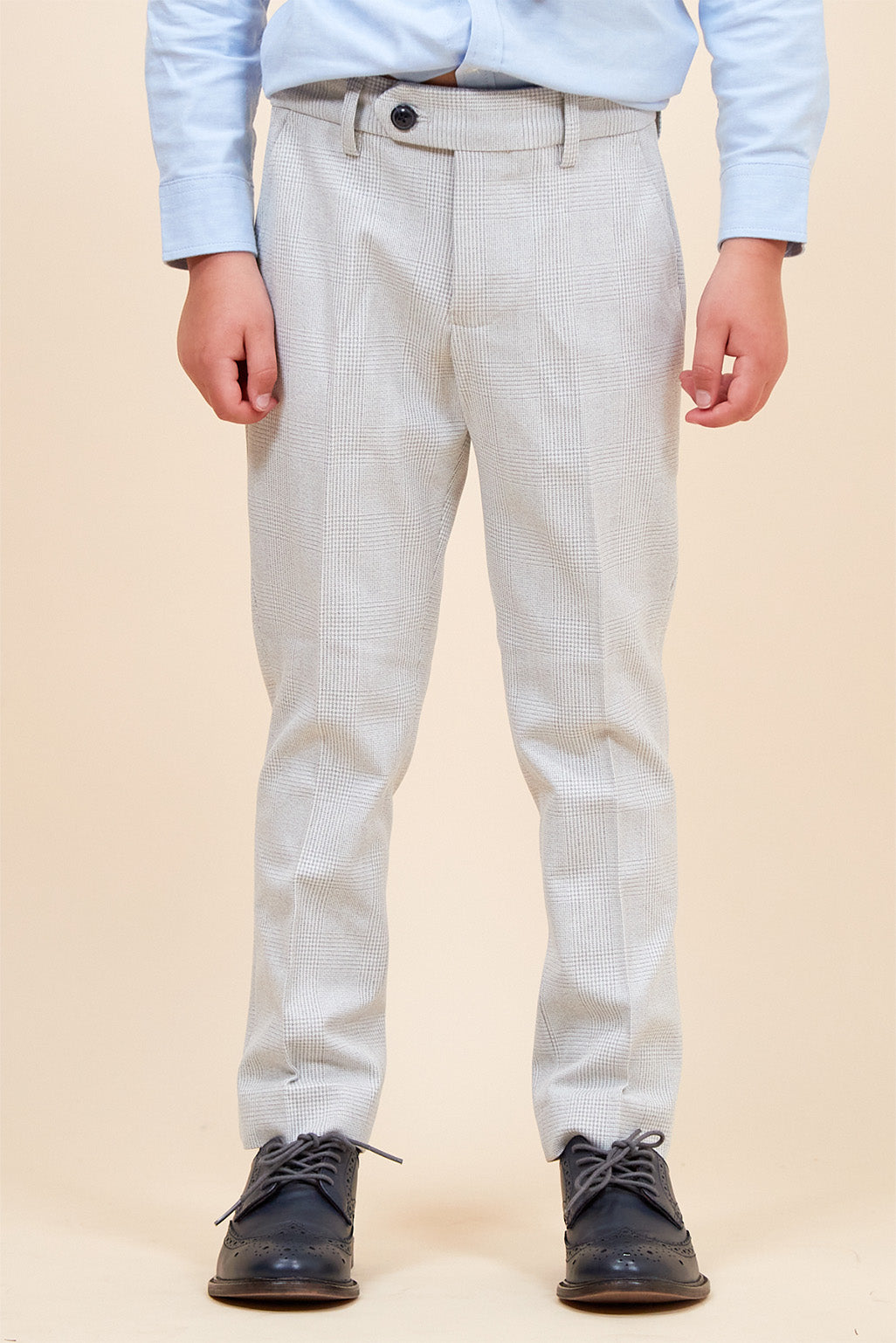 Marc Darcy Bromley Stone Check Boys Three Piece Suit