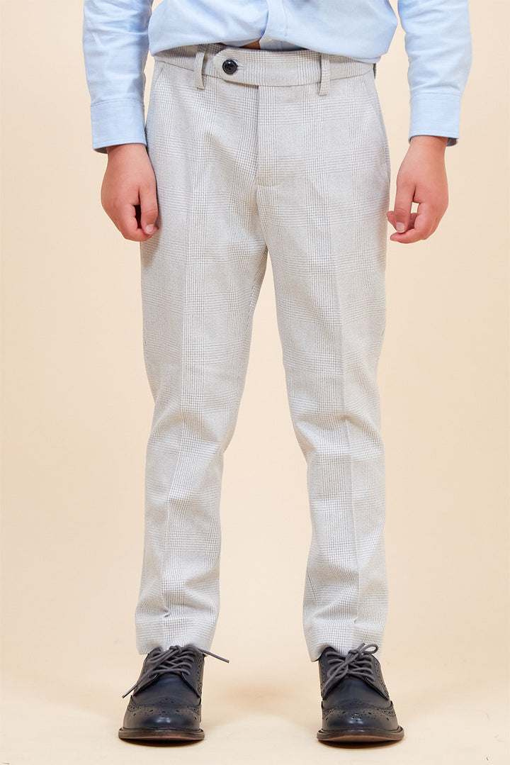 Marc Darcy Bromley Stone Check Boys Three Piece Suit