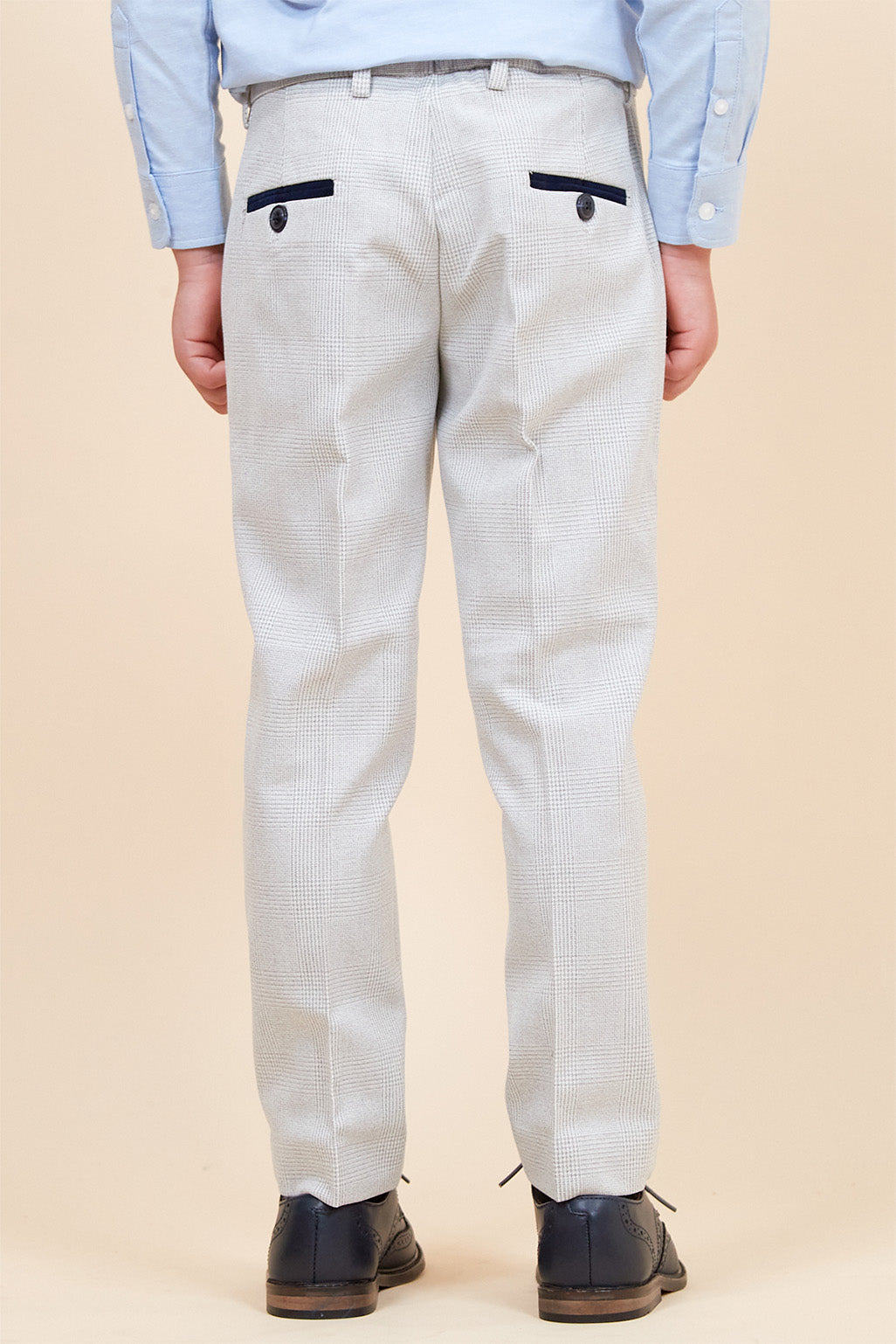 Marc Darcy Bromley Stone Check Boys Three Piece Suit