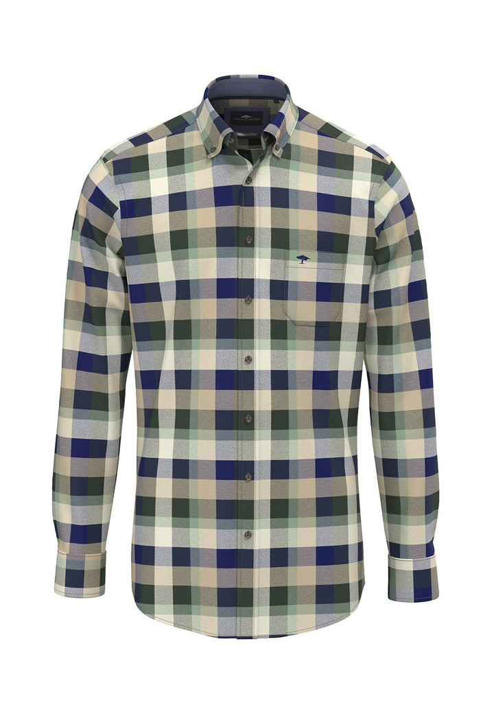 Fynch-Hatton Long Sleeve Blue & Green Check Shirt