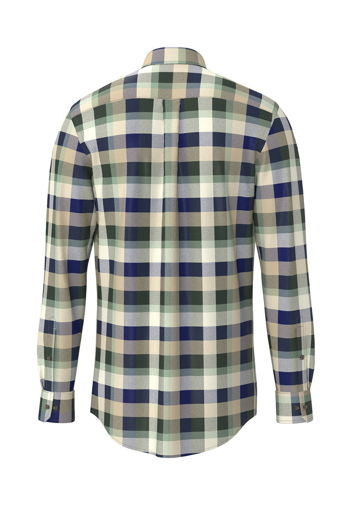 Fynch-Hatton Long Sleeve Blue & Green Check Shirt