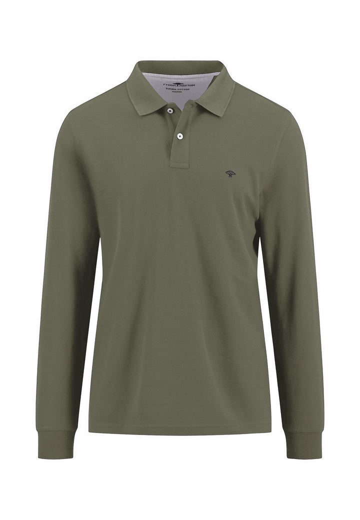 Fynch-Hatton Long Sleeved Polo Top - Green
