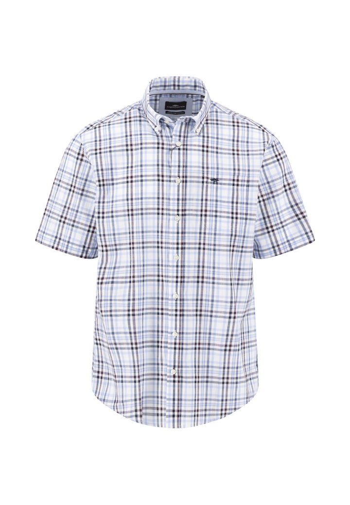 Fynch-Hatton Short Sleeve Check Aubergine Shirt