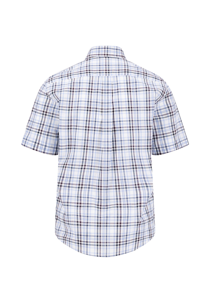 Fynch-Hatton Short Sleeve Check Aubergine Shirt