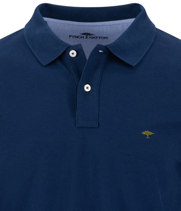 Fynch-Hatton Long Sleeved Polo Top - Navy