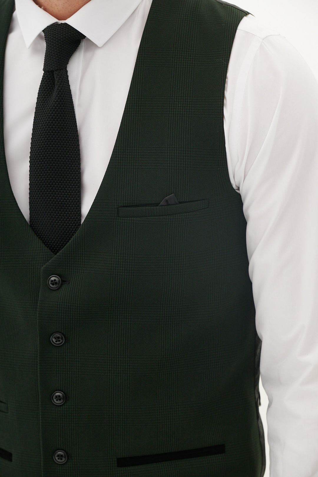 Marc Darcy Bromley Olive Green Check Single Breasted Waistcoat