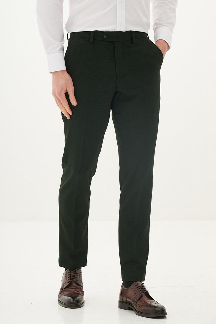 Marc Darcy Bromley Check Olive Green Trousers
