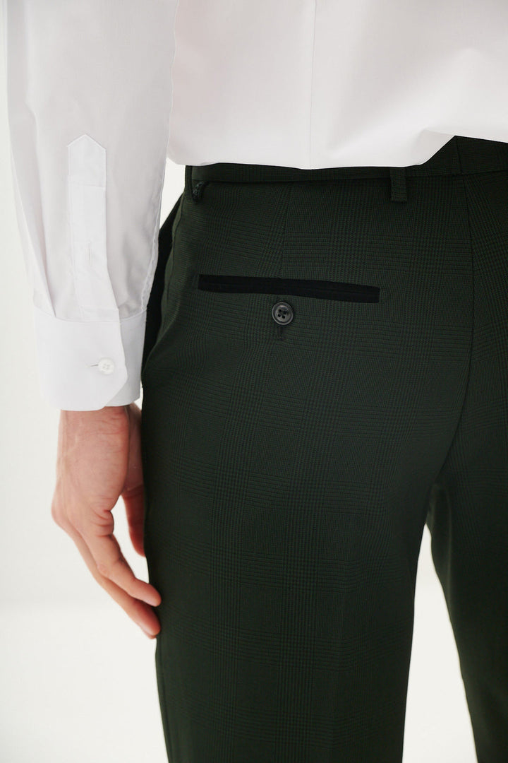 Marc Darcy Bromley Check Olive Green Trousers